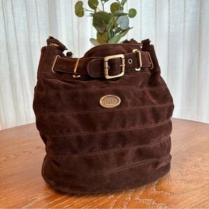 Vintage D&G Dolce & Gabbana Chocolate Brown Suede Bucket Shoulder Bag